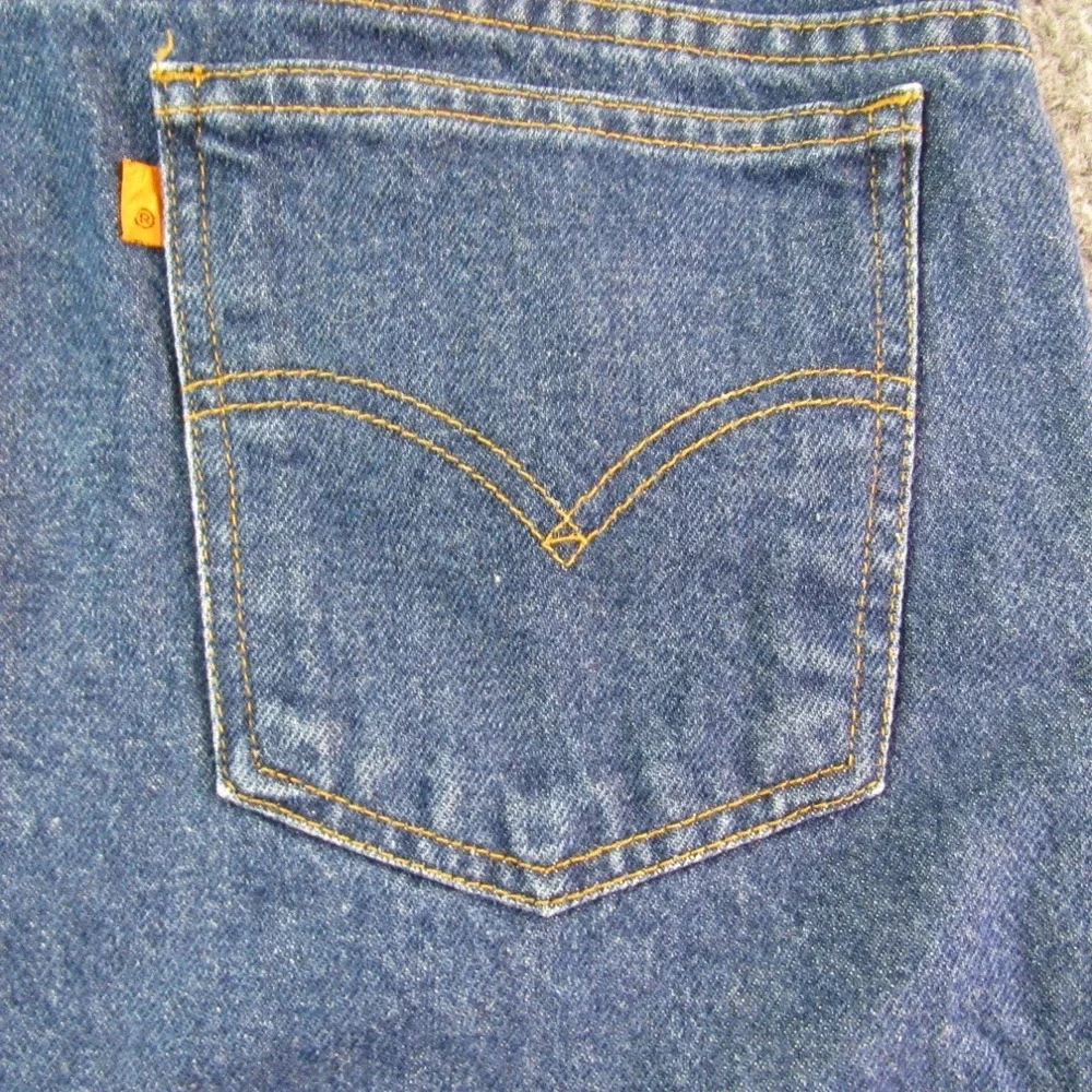 Vintage Levis 505 Jeans Mens 42x32 Blue Denim Orange Tab Black Bat Wing May 1996